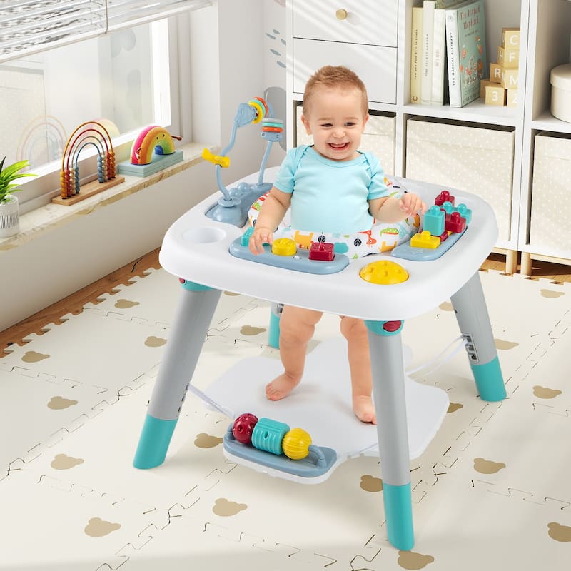 Multicolor 6-in-1 Kids Activity Center with Rotating Seat, Toys and Adjustable Board - 24" L × 24" W × 27" H