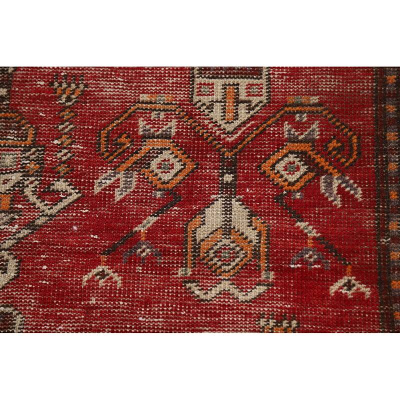 Geometric Balouch Persian Rug Hand-Knotted Traditional Wool Carpet - 3'7" x 6'6"