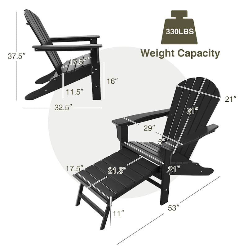 Costway Outdoor Patio HDPE Deck Adirondack Chair Beach Seat - 29''x 53''x 37.5''