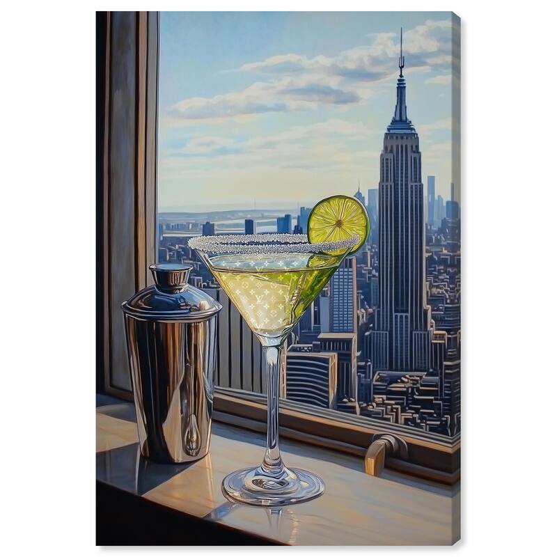 Classy Drink in NYC Canvas by Art Remedy, Gallery Wrapped - 10" x 15"