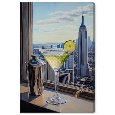 Classy Drink in NYC Canvas by Art Remedy, Gallery Wrapped