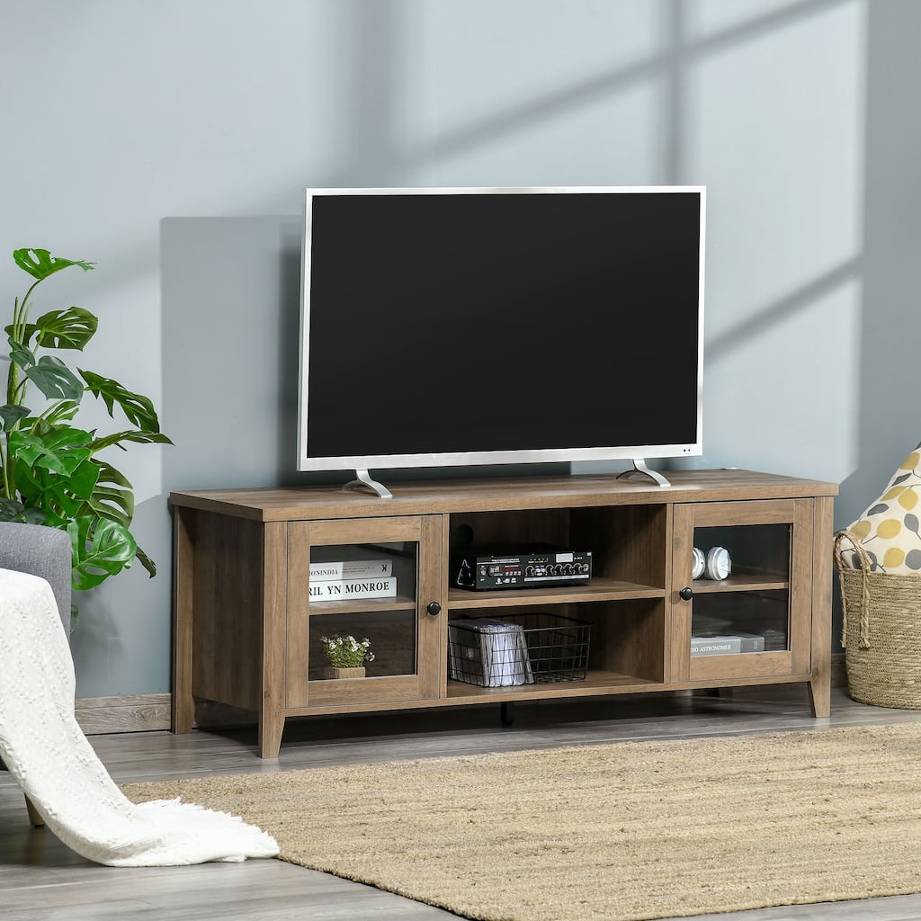 Modern TV Stand with Adjustable Shelves Cable Management and Heavy Duty Capacity - 55" W x 15.5" D x 19.75" H