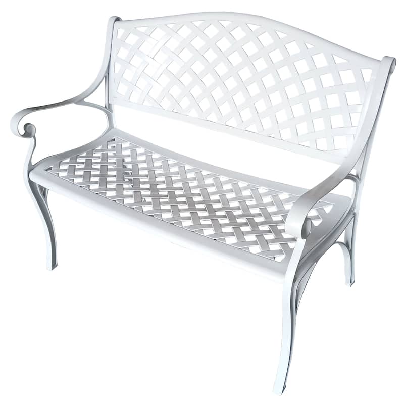 Outdoor Aluminum Modern Black Bronze Grey White Patio Bench Loveseat - White