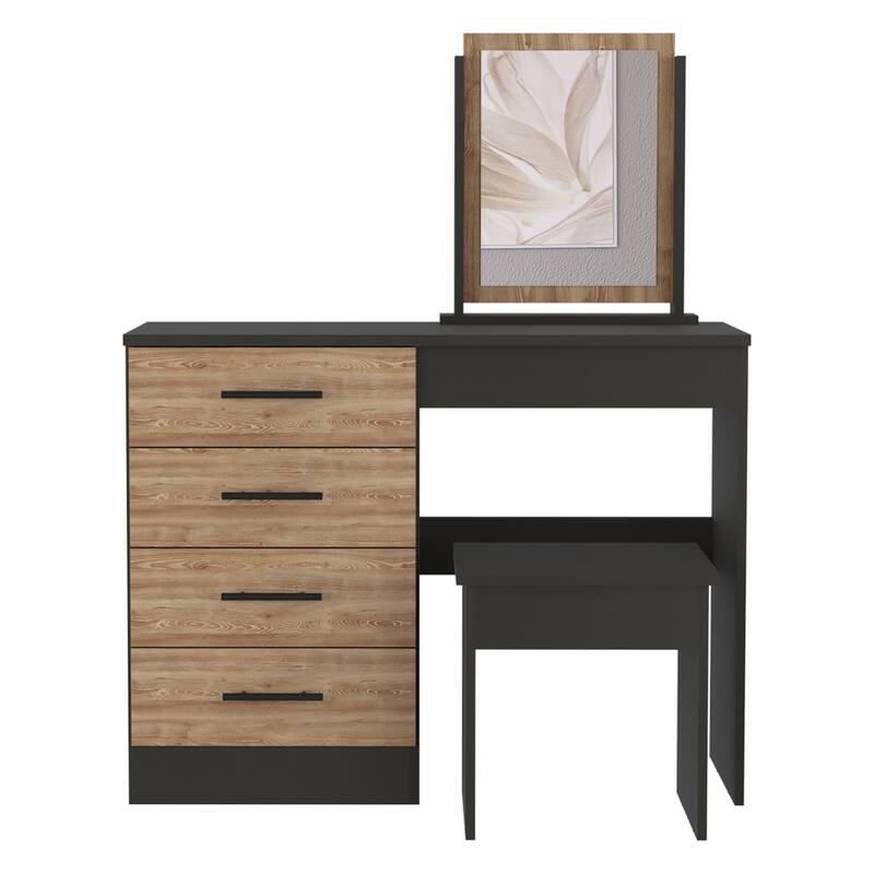 TUHOME Kaia Makeup Dressing Table with Mirror and 4 Drawers