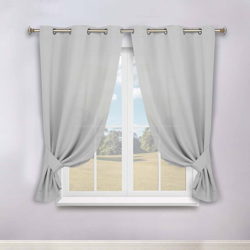 Superior Solid Machine Washable Room Darkening Grommet Blackout Curtains, Set of 2