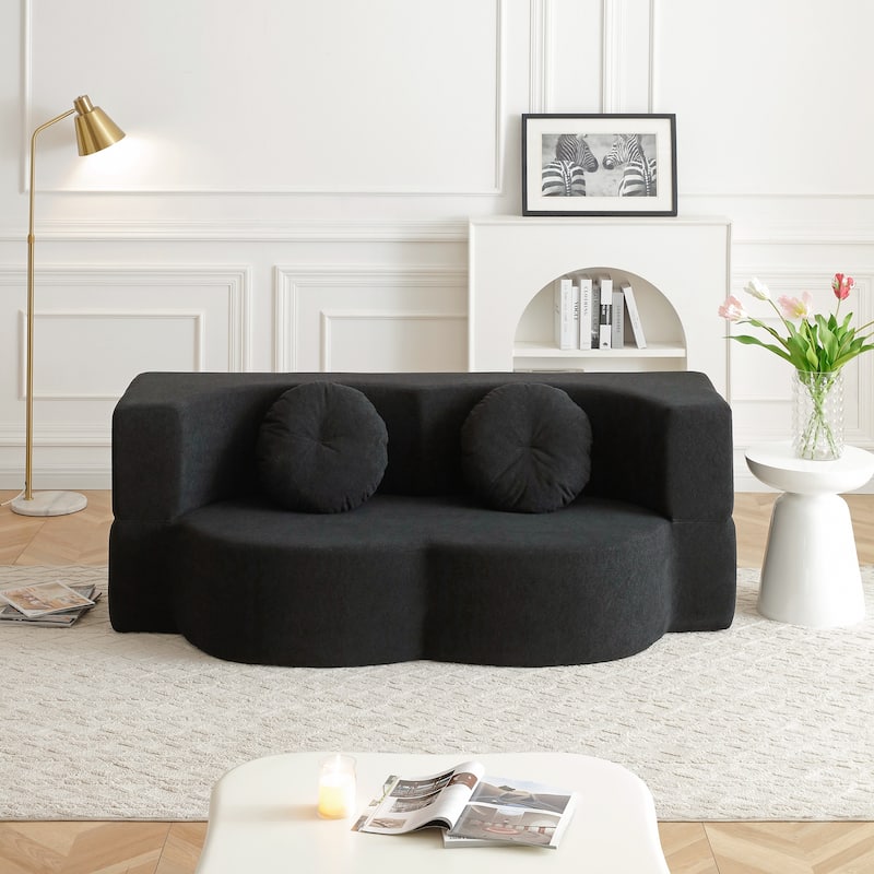 Folding Sofa Bed with Pillow, Floor & Futon Loveseat Couch