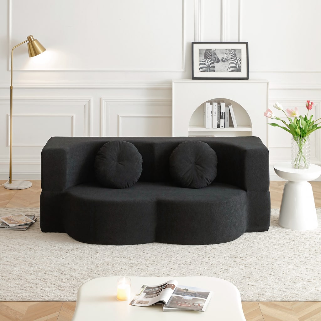 Folding Sofa Bed with Pillow, Floor & Futon Loveseat Couch