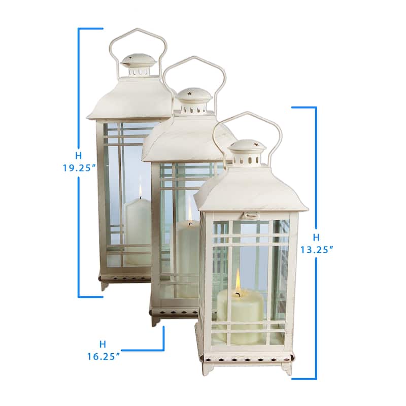 Metal Lantern (Set of 3) - 8.5 x 19.25; 7.5 x 16.25; 6.25 x 13.25