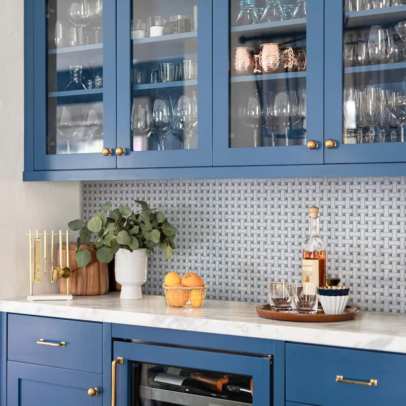 Merola Tile Metro Dog Bone Basketweave Matte White with Glass Silver Dot 10" x 10" Porcelain Mosaic Wall Tile - Sample swatch