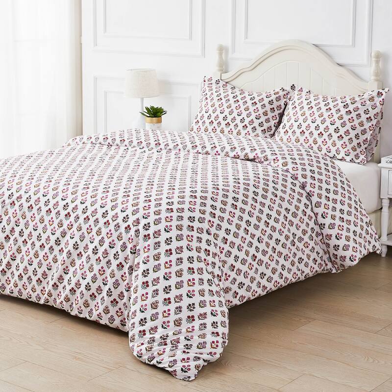 Garden House Cotton Bed Collection (Sheet Set And Duvet Set) - Pink Happy Garden Duvet Set - Twin