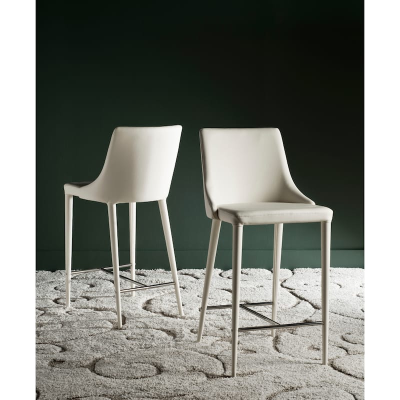 SAFAVIEH Soledad 26-inch White Counter Stool (Set of 2) - 22.9" x 18.9" x 37.4" - 23Wx19Dx37H - Butter Cream