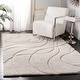 preview thumbnail 1 of 14, SAFAVIEH Florida Shag Sigtraud Abstract Waves 1.2-inch Thick Rug 10' Square - Creme - Square