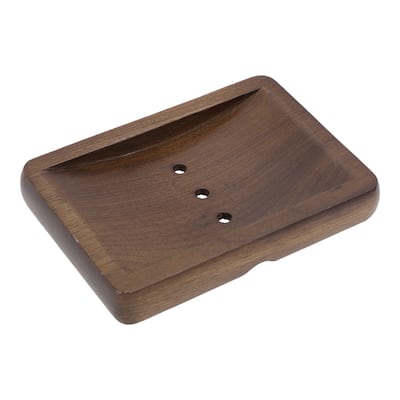 Portable Square Soap Dish for Bathroom Kitchen 5.43"x3.78"x0.83" Deep Brown 1 Pc - Deep Brown