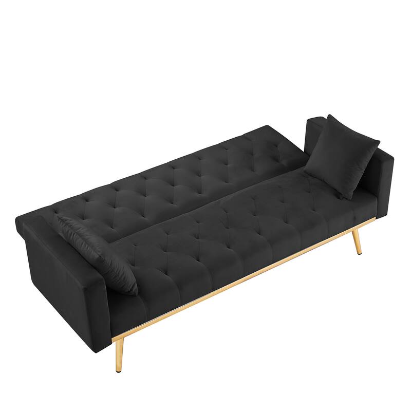 Futon Folding Couch with Velvet Metal Leg