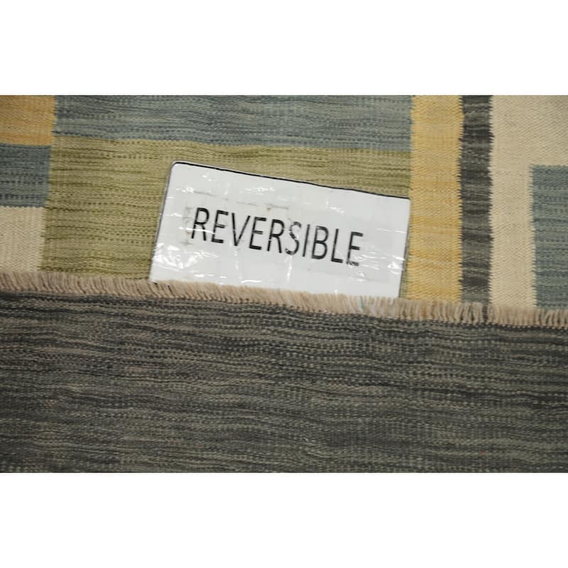 Hand Woven Oriental 100% Wool Carpet Southwestern Modern Multi-Colored Kilim Runner Rug - 10' 0'' X 2' 7''