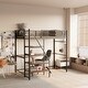 preview thumbnail 2 of 15, Twin Size Metal Loft Bed with Desk Charging Station LED Lighting