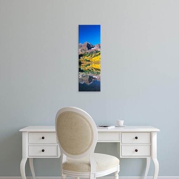 Easy Art Prints Panoramic Image 'Reflection of mountain, Maroon Bells, Elk Mountains, Pitkin, Colorado' Canvas Art