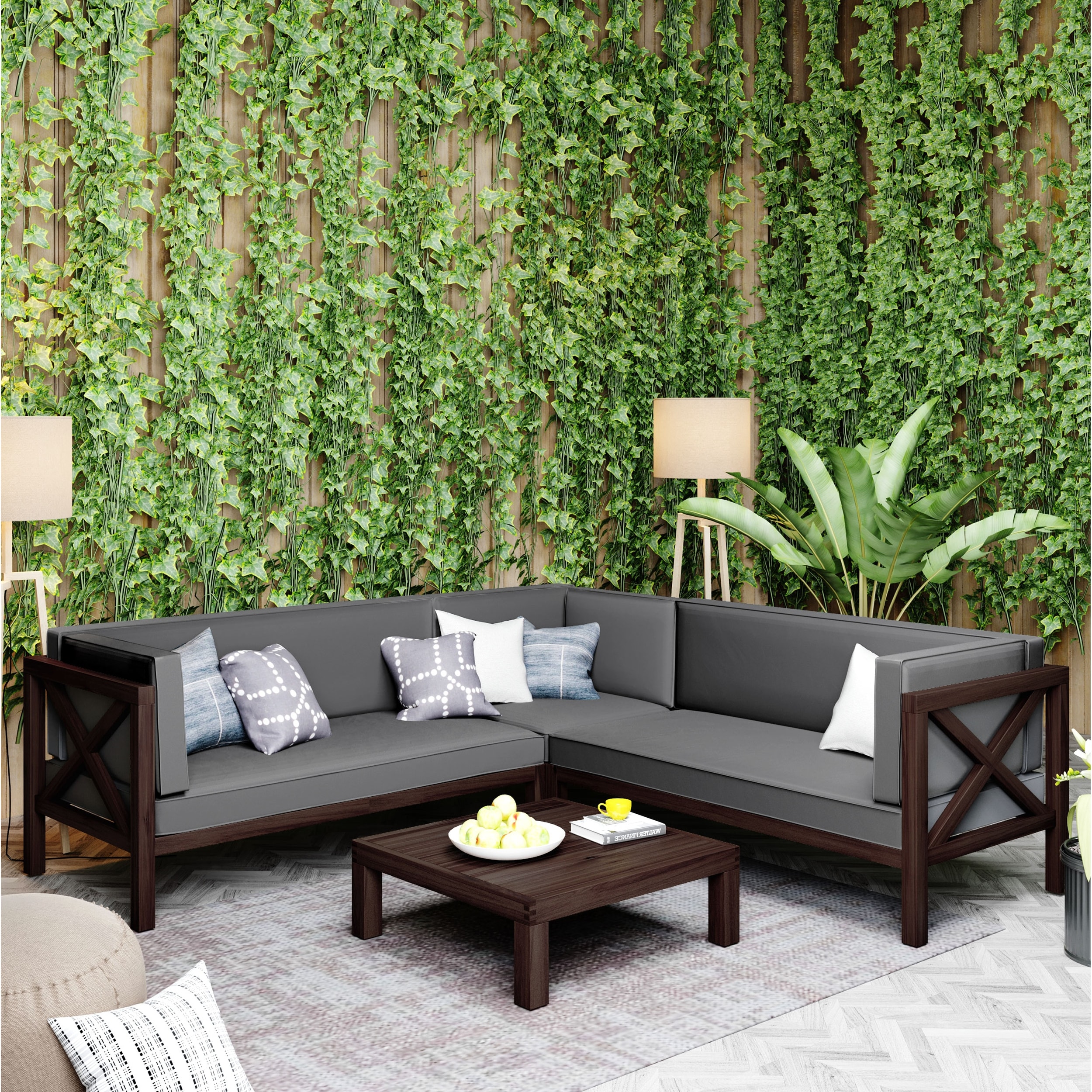 Ellison 4 piece sectional seating sofa set with cushions top
