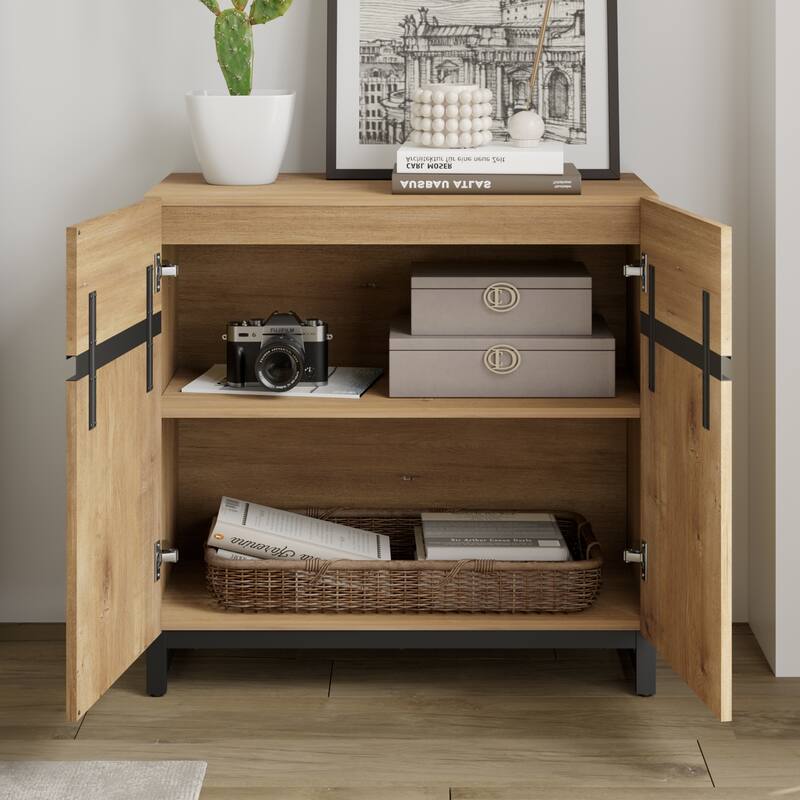 WAMPAT Modern TV Stand with Storage Cabinets for Living Room,Bedroom,Brown