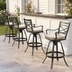preview thumbnail 1 of 27, Outdoor Patio Bar Stools Aluminum Swivel Bar Chair with Sunbrella Cushion CanvasAntiqueBeige - 4PC