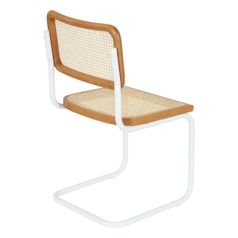 Breuer Chair Company Marcel Breuer Cesca Cane Cantilever Side Chair w/ White Steel Frame (Various Wood & Cane Colors)