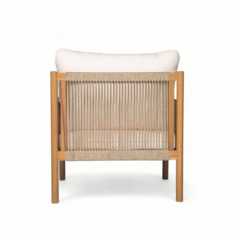 Outdoor Woven Lounge Chair with Solid Wood Frame and Comfortable Polyester Cushions