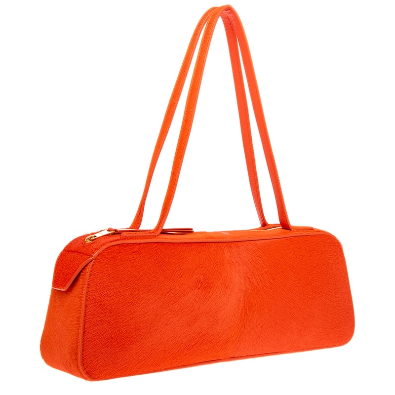 Khaite Simona Shoulder Bag in Haircalf Leather - Persimmon
