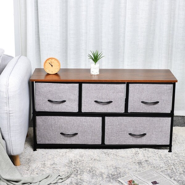 Shop 5 Drawer Extra Wide Fabric Storage Organizer Drawer ...
