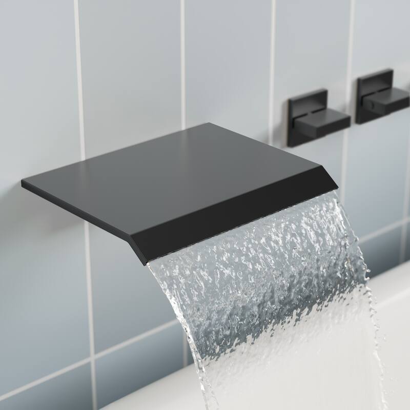 GRANDJOY Wall Mounted 3-Handle Tub Shower Faucet with Handheld Shower and Waterfall Tub Spout