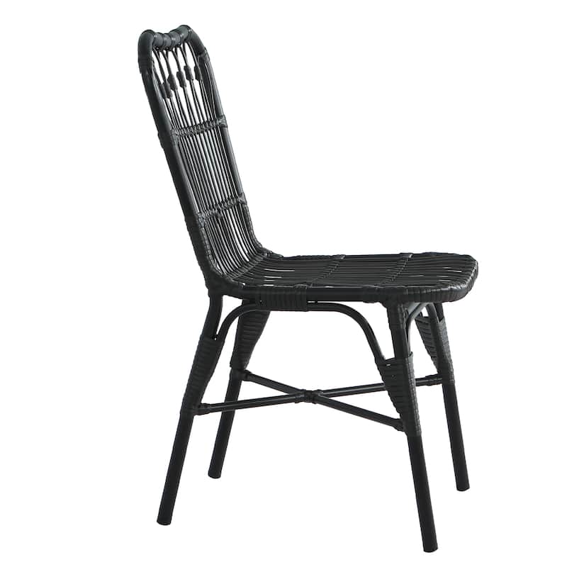 Outdoor PE Wicker Patio Dining Chairs Set of 2
