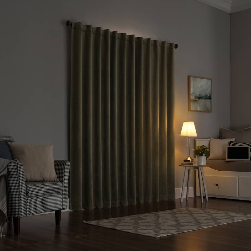 Sun Zero Amherst Velvet Noise Reducing Thermal Extreme Total Blackout Back Tab Curtain Panel, Single Panel