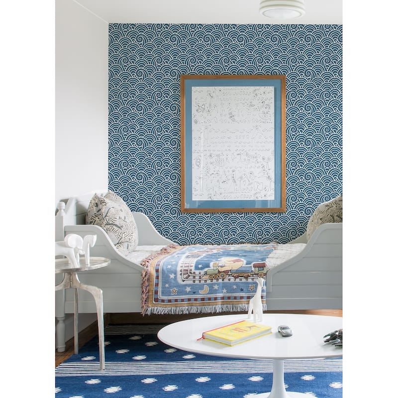 A-Street Prints Alorah Blue Wave Wallpaper