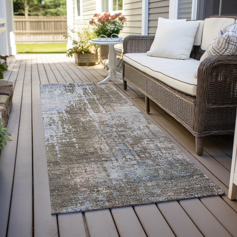 Machine Washable Indoor/ Outdoor Chantille Modern Ombre Rug - Brown - 2'3" x 7'6"