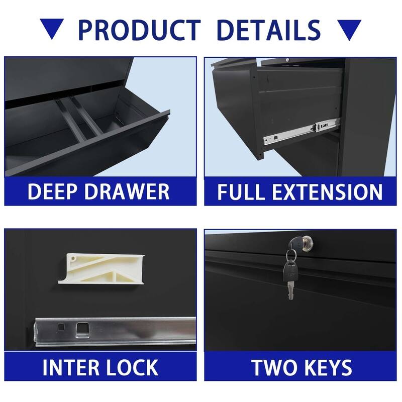 5 Drawer Lateral File Cabinet with Lock, for Legal/Letter/A4/F4 Size