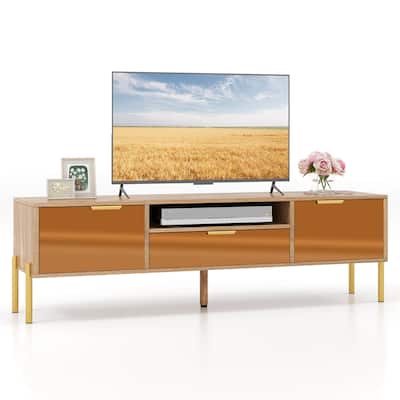 Costway Mirrored TV Stand for TV up to 65" Modern TV Console Table - See Details