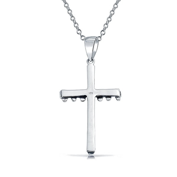 Bold Sterling Silver Filigree-Style Ankh Cross Pendant Necklace