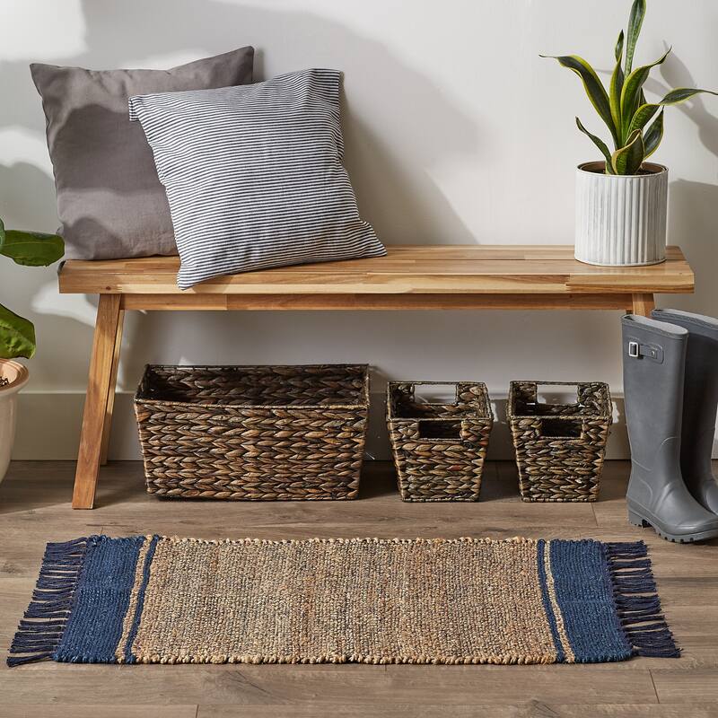 DII Black With Natural Jute Chevron Hand-Loomed Rug - 2' x 3' Oval