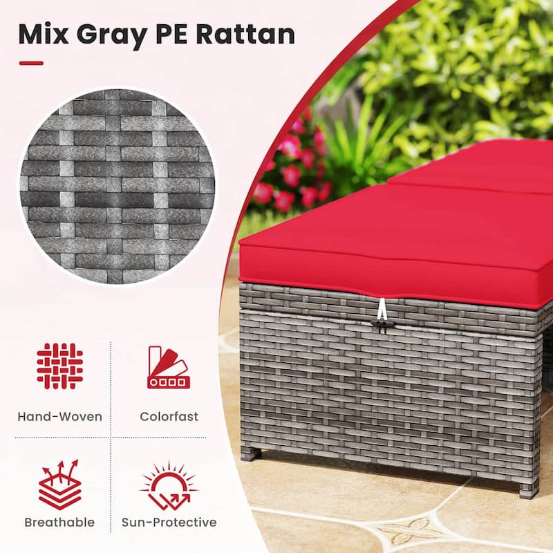 Costway Patio Ottomans Set of 2 PE Rattan Footstools with Removable - See Details