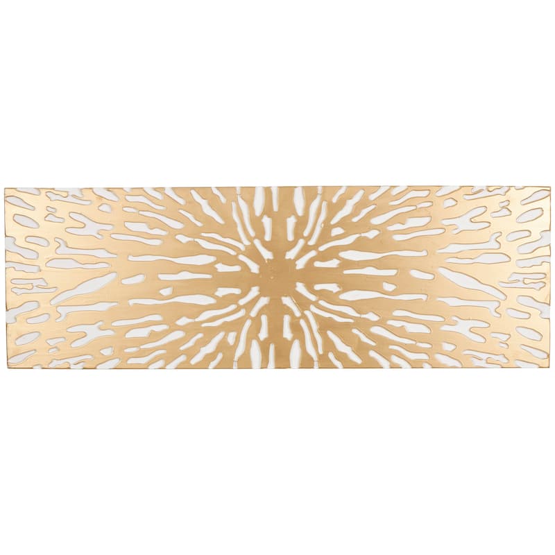Gold Wooden Abstract Carved Starburst Wall Decor with White Backing