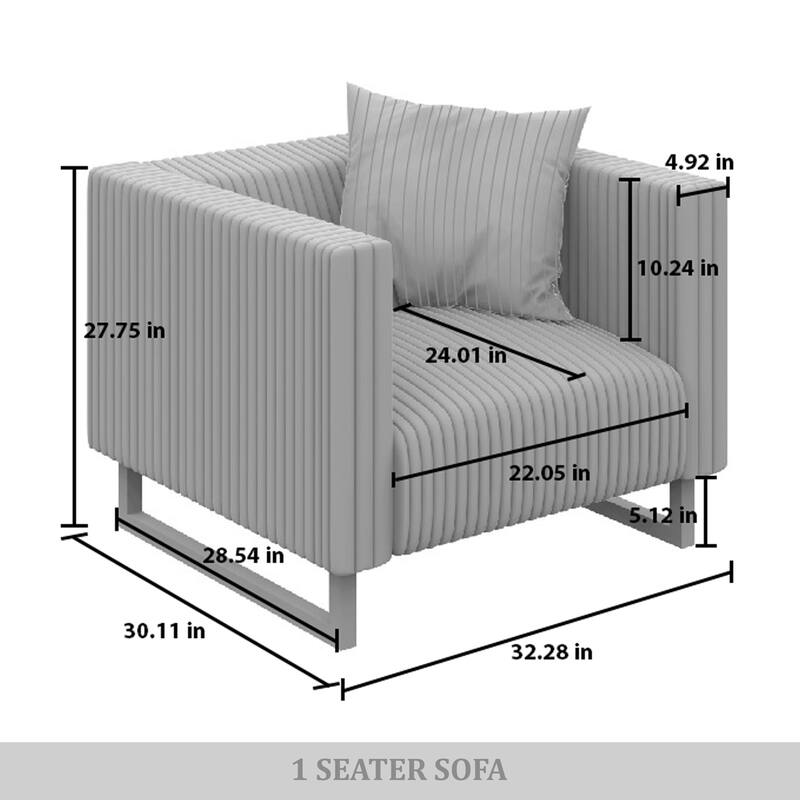 CraftPorch Mid Century Modern 3- Pieces Upholstered Living Room Set