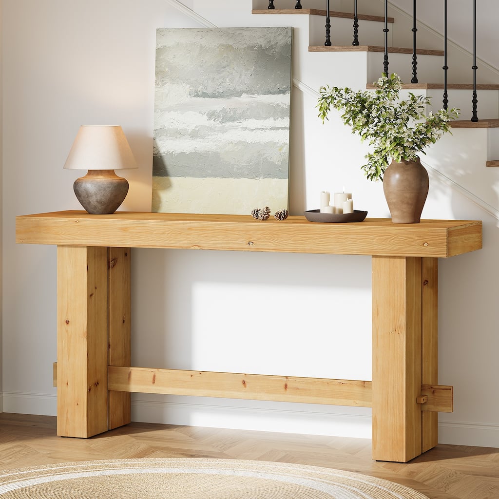 63" Solid Wood Console Table Narrow Accent Sofe Table for Hallway - Large