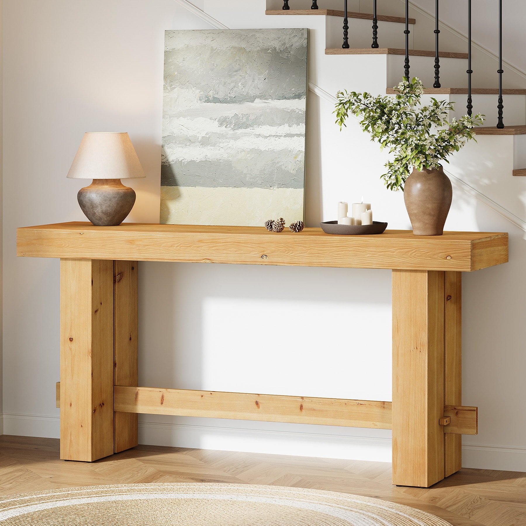 63" Solid Wood Console Table Narrow Accent Sofe Table for Hallway - Large