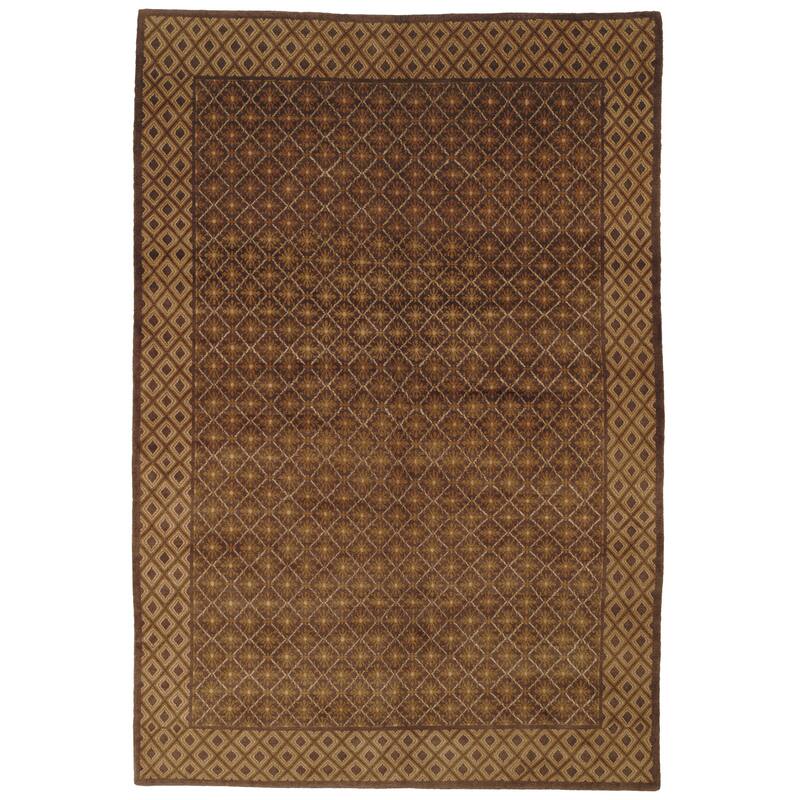 SAFAVIEH Couture Hand-knotted Nepalese Benedicte Wool Rug - 6' x 9' - Brown - Rectangle