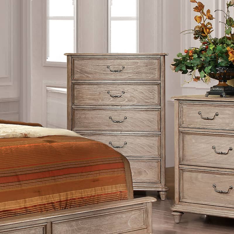 Fusi Rustic Natural Tone Solid Wood 5-Drawer Chest by Furniture of America