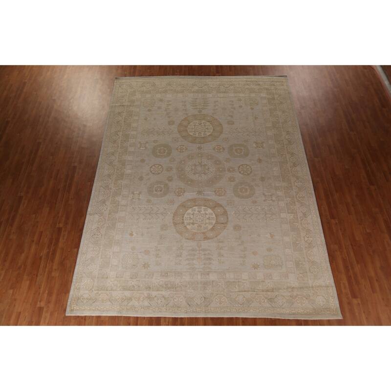 Vegetable Dye Oushak Turkish Large Rug Handmade Wool Carpet - 10'0"x 13'6"