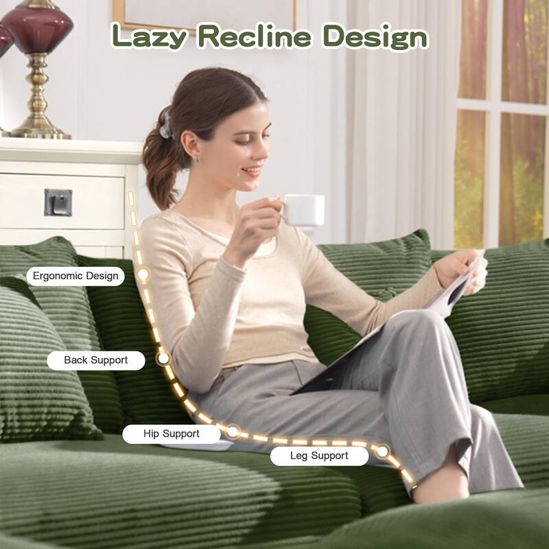 54" Oversized Cloud Sectional - Extra-Thick Cushions, Corduroy Fabric, Easy Assembly - Living Room, Study
