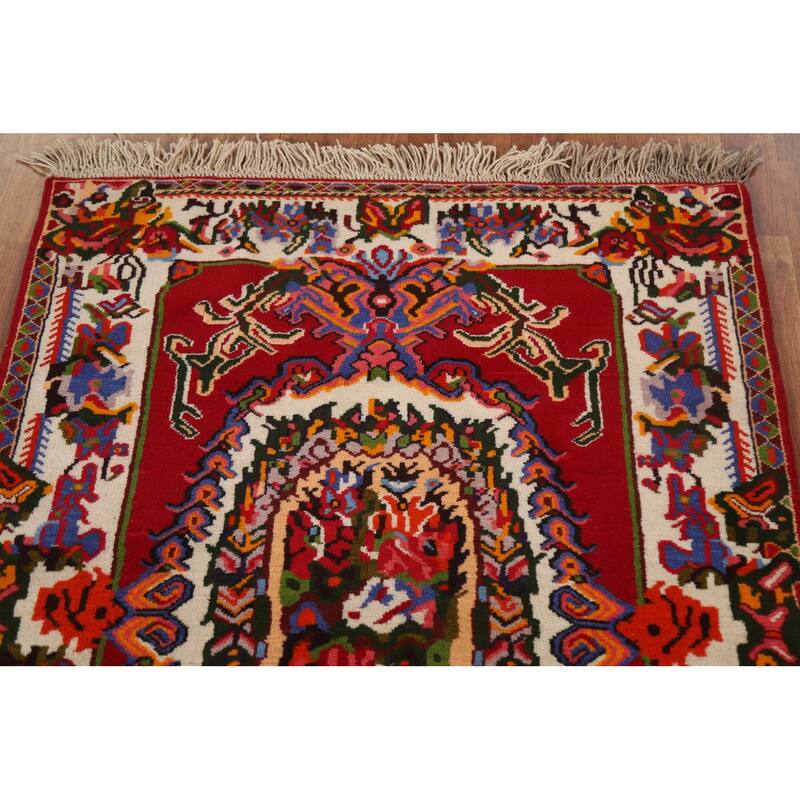 Hand Knotted Oriental 100% Wool Carpet Traditional Floral Red Bakhtiari Area Rug - 4' 6'' X 3' 5''