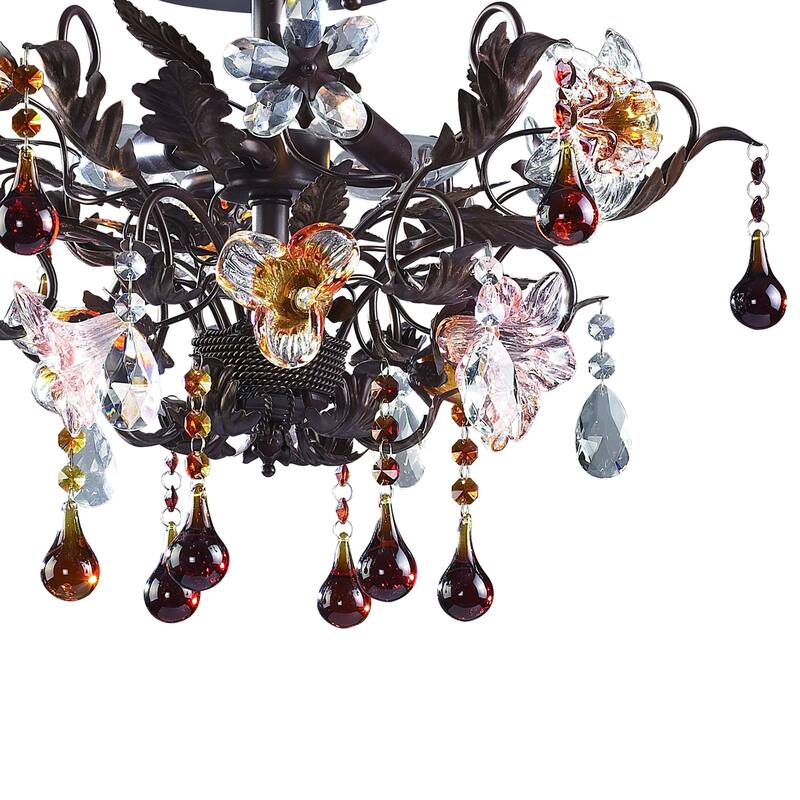 Elk Home Cristallo Fiore Deep Rust Crystal 3 Light Semi Flush Mount