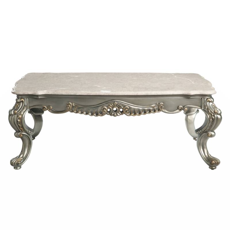 Miliani Coffee Table , Natural Marble & Antique Bronze Finish