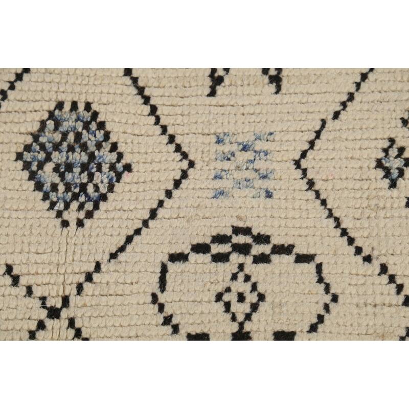 All-Over Design Ivory Moroccan Area Rug Handmade Oriental Wool Carpet - 5'2"x 8'8"